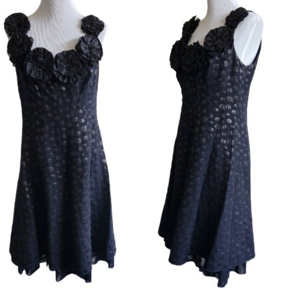 ⬇️WD.NY Black Floral Detail Midi Dress